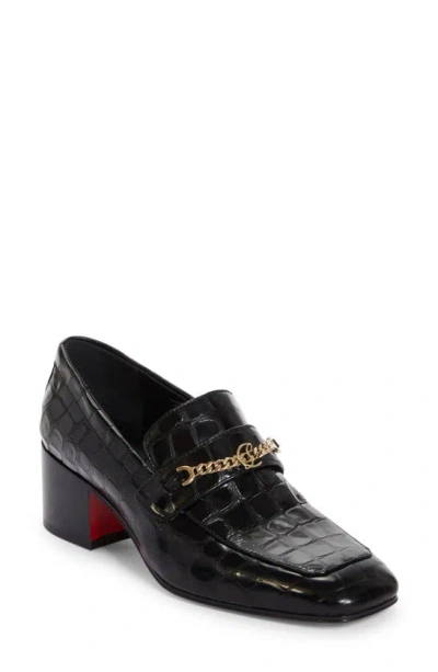 Christian Louboutin Mj Croc Embossed Loafer In Black