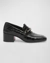 Christian Louboutin Mj Croc Embossed Loafer In Black