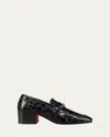 Christian Louboutin Mj Moc 50mm Croc-embossed Leather Pumps In Black
