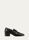 Christian Louboutin Mj Croc Embossed Loafer In Brown
