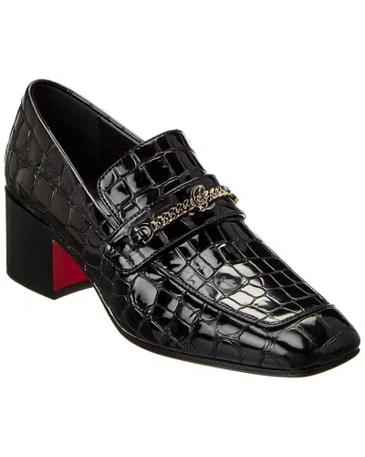 Christian Louboutin Mj Moc 50 Alligator-embossed Leather Loafer In Black