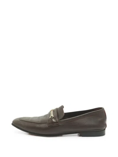 Pre-owned Christian Louboutin Mj Moc Chain Loafers In Red