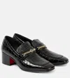 Christian Louboutin Mj Moc 50mm Croc-embossed Leather Pumps In Black