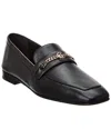 Christian Louboutin Leather Chain Red Sole Loafers In Black