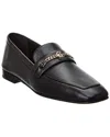 Christian Louboutin Leather Chain Red Sole Loafers In Black