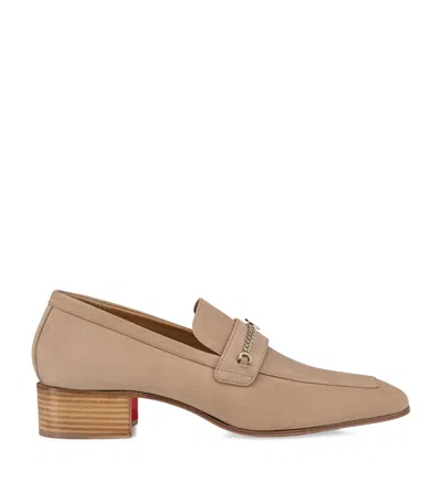 Christian Louboutin Mj Moc Leather Loafers In Beige