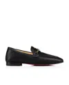 Christian Louboutin Leather Chain Red Sole Loafers In Black