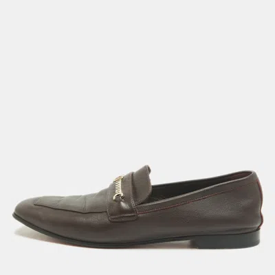 Pre-owned Christian Louboutin Mj Moc Size 39 Burgundy Leather Driver Loafers