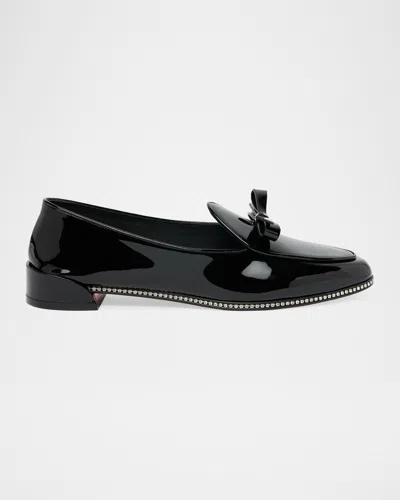Christian Louboutin Mocastrass Embellished Patent Leather Loafers In Black
