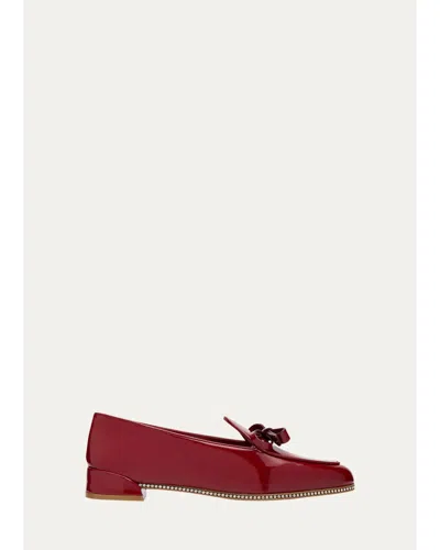Christian Louboutin Mocastrass Embellished Patent Leather Loafers In Red