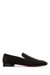 Christian Louboutin Dandelion Grosgrain-trimmed Studded Knitted Loafers In Black