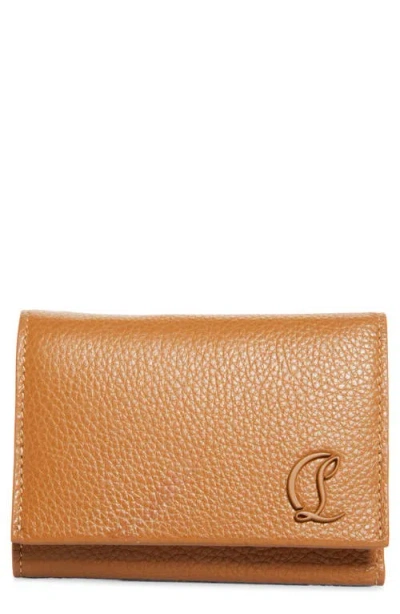 Christian Louboutin Mooncrest Compact Leather Trifold Wallet In Brown