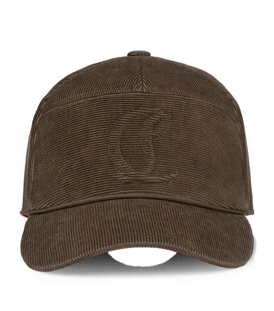 Christian Louboutin Mooncrest Corduroy Baseball Cap In Red