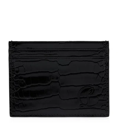 Christian Louboutin Mooncrest Crocodile-embossed Card Holder In Black