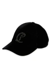 Christian Louboutin Mooncrest Crystal Embellished Adjustable Velvet Baseball Cap