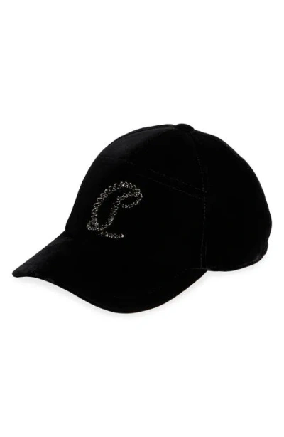 Christian Louboutin Mooncrest Crystal Embellished Adjustable Velvet Baseball Cap