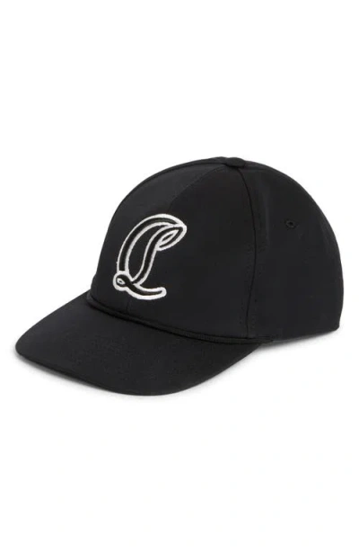 Christian Louboutin Mooncrest Ivy Canvas Adjustable Baseball Cap In Black