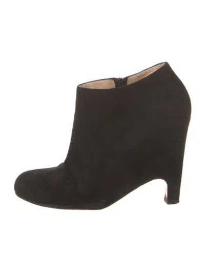 Pre-owned Christian Louboutin Morphing Booty 100 Suede Boots In Black