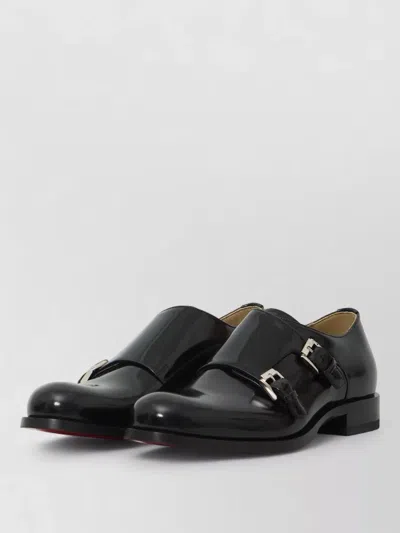 Christian Louboutin Moustachou Monk Lace Up Shoes Buckles In Black