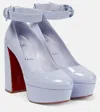 Christian Louboutin Plateau-pumps Movida Strap Aus Lackleder In Skylight/lin Skylight