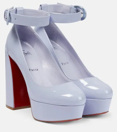 Christian Louboutin Plateau-pumps Movida Strap Aus Lackleder In Skylight/lin Skylight