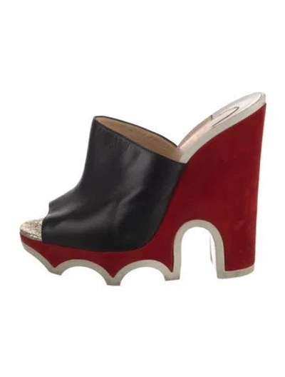 Pre-owned Christian Louboutin Mulacramp Leather Slides In Multi