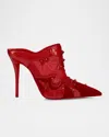 Christian Louboutin Mulatiag Suede Mesh Red Sole Mule Pumps In Red