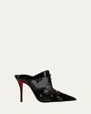 Christian Louboutin Mulatiag Suede Mesh Red Sole Mule Pumps In Black
