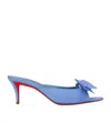 Christian Louboutin Mulazee Bow-embellished Crepe De Chine Mules In Black