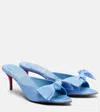 Christian Louboutin Mulazee Bow-embellished Crepe De Chine Mules In Blue