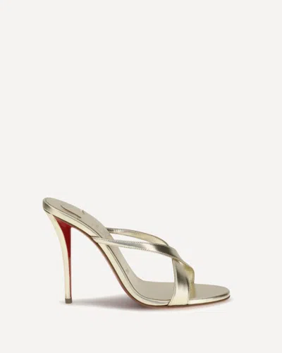 Christian Louboutin Mulazee Cross Mule Sandals In Gold