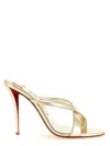 Christian Louboutin Mulazee Cross Strap Metallic Open Toe Mules In Black