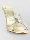 Christian Louboutin Mulazee Cross Strap Metallic Open Toe Mules In Gold
