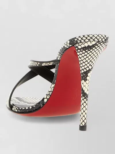 Christian Louboutin 100mm Mulazee Crisscross Snake-printed Leather Sandals In Black
