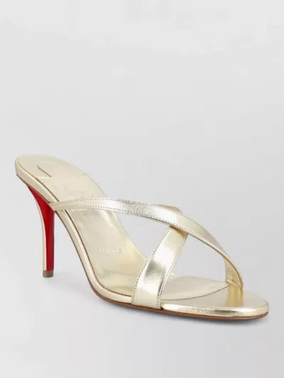 Christian Louboutin Mulazee Leather Mules High Heel Sandals In Silver