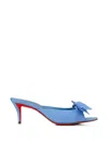 Christian Louboutin Mulazee Bow-embellished Crepe De Chine Mules In Blue