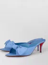 Christian Louboutin Mulazee Bow-embellished Crepe De Chine Mules In Blue