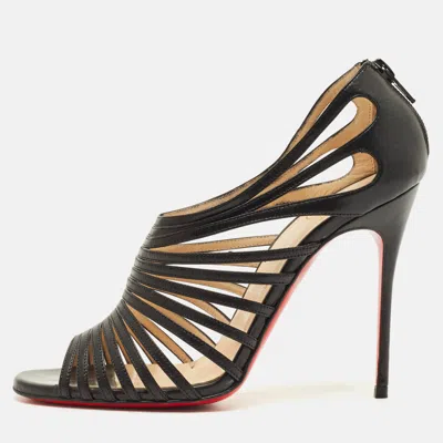 Pre-owned Christian Louboutin Multibrida Size 37 Black Leather Sandals