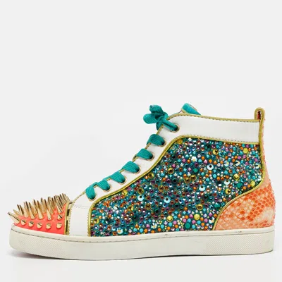 Pre-owned Christian Louboutin Multicolor Calf Hair And Leather Embellished Spikes Sneakers Size 40