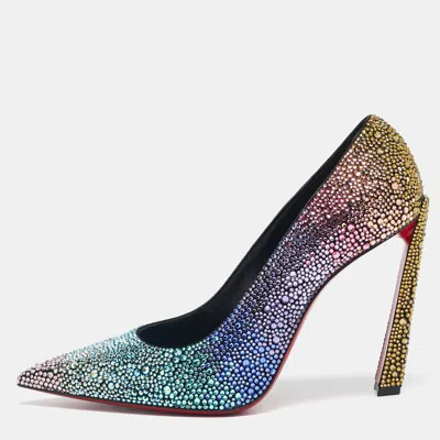 Pre-owned Christian Louboutin Multicolor Crystal Embellished Suede Condora Pumps Size 38.5