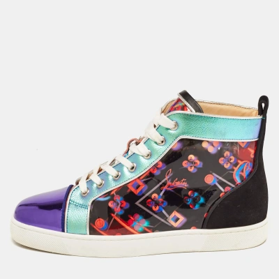 Pre-owned Christian Louboutin Multicolor Disco Patent Leather Louis Orlato Trainers Size 40