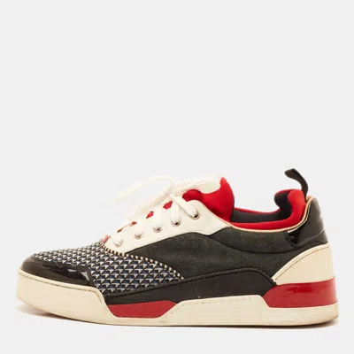 Pre-owned Christian Louboutin Multicolor Fabric And Leather Aurelien Lace Up Sneakers Size 44.5