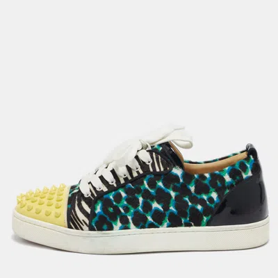 Pre-owned Christian Louboutin Multicolor Glitter And Patent Leather Louis Junior Low Top Sneakers Size 39