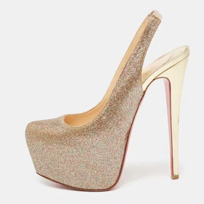 Pre-owned Christian Louboutin Multicolor Glitter Platform Slingback Pumps Size 37