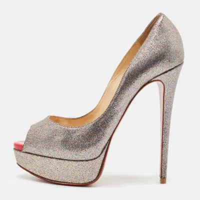 Pre-owned Christian Louboutin Multicolor Glitter Very Prive Peep Toe Pumps Size 37.5