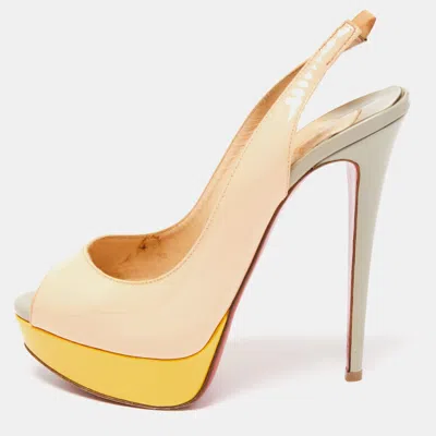 Pre-owned Christian Louboutin Multicolor Lady Peep Sling Pumps Size 38.5
