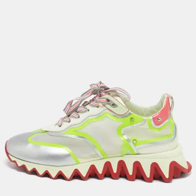 Pre-owned Christian Louboutin Multicolor Leather And Mesh Loubishark Low Top Sneakers Size 40