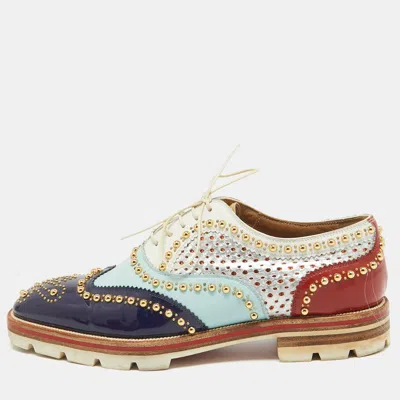 Pre-owned Christian Louboutin Multicolor Leather And Patent Leather Brogues Size 41