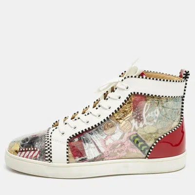 Pre-owned Christian Louboutin Multicolor Leather And Patent Leather Lou Pik Pik Orlato High Top Sneakers Size 42.5