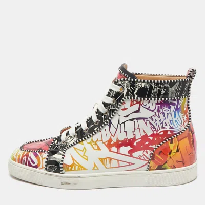Pre-owned Christian Louboutin Multicolor Leather And Patent Leather Louis Orlato High Top Sneakers Size 44.5